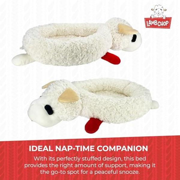 Multipet Lamb Chop Dog Bed - Ultra Plush Polyester Pet Bed w/ Removable Soft Foam & Non-Skid Bottom - Gentle Machine Washable Dog Bed - Durable Dog Bed for All Dogs (27", White)
