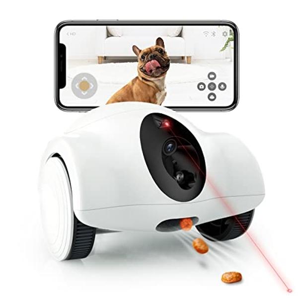 Smart Pet Camera, GULIGULI Movable Companion Robot for Pets, Dog Treat Camera, 1080P Full HD WiFi Pet Camera with Phone App, Night Vision, 2-Way Audio, No Monthly Fee (2.4G WiFi ON