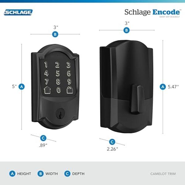 Schlage Encode Smart WiFi Deadbolt Lock for Front Door - Keyless Entry with App or Touchscreen - Works with Alexa, Apple HomeKit, Hey Google, & Airbnb - Create Codes for Guests - M