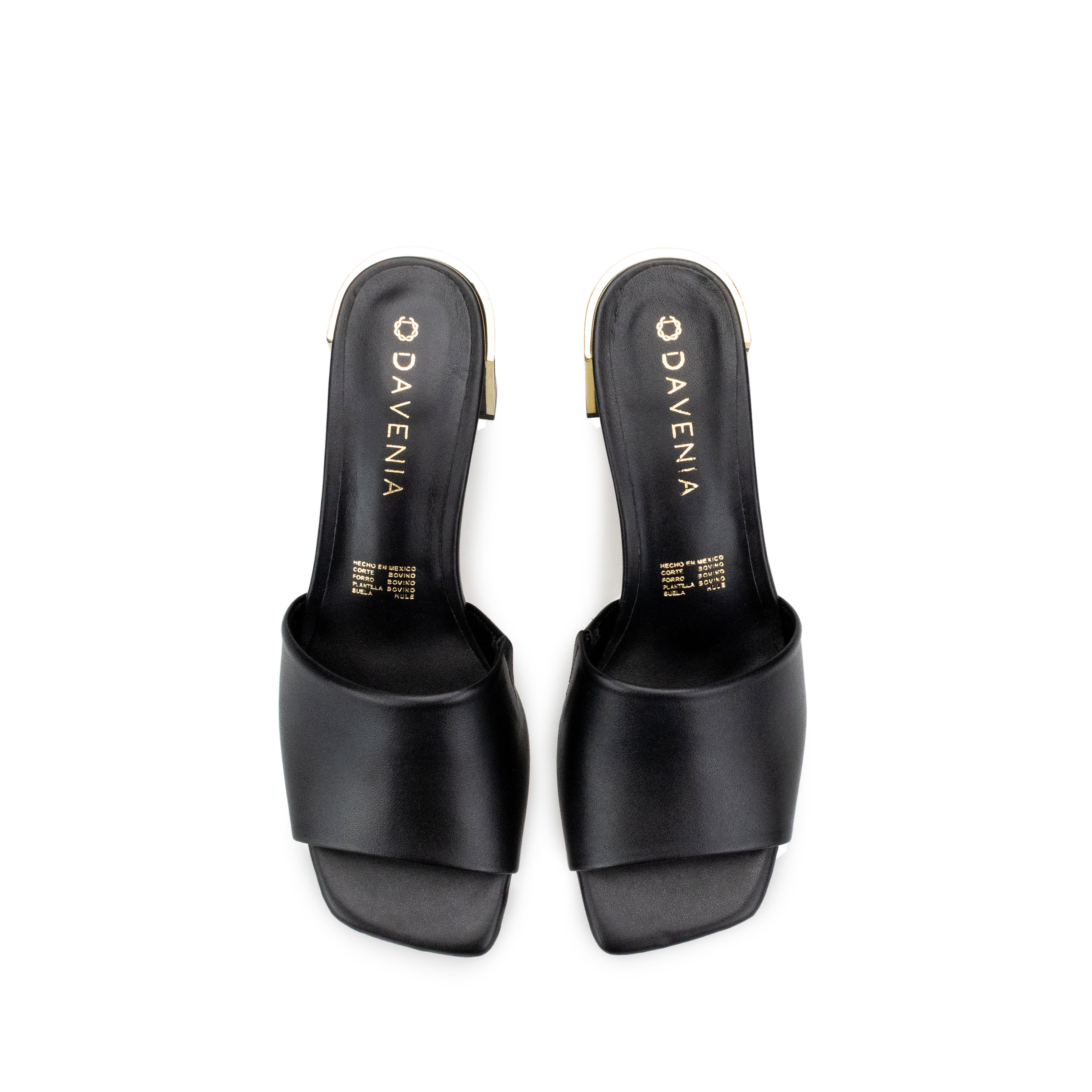 Zapatillas De Tacón Davenia De Piel Sandalia Para Dama Mod. Zaira Negro
