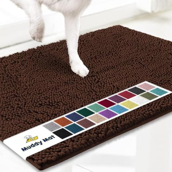 Muddy Mat® Shown on TV – Super Absorbent Microfiber Dog Door Mat for Muddy Paws, Non-Slip Washable Pet Rug, Quick Dry Chenille Entryway Carpet, Machine Washable Indoor Outdoor mat,