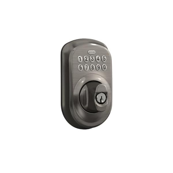 SCHLAGE BE365 PLY 620 Plymouth Keypad Deadbolt, Antique Pewter