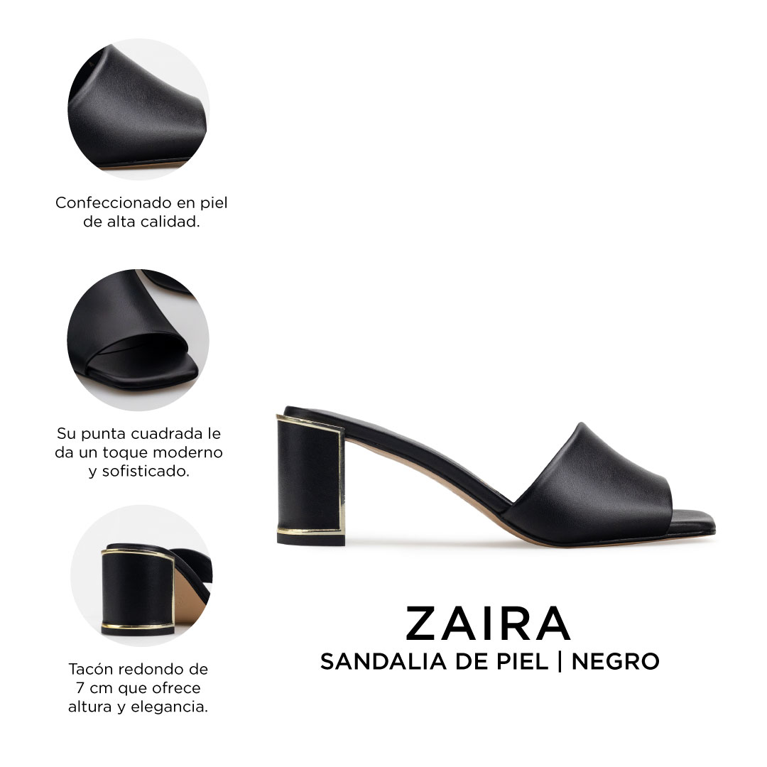 Zapatillas De Tacón Davenia De Piel Sandalia Para Dama Mod. Zaira Negro