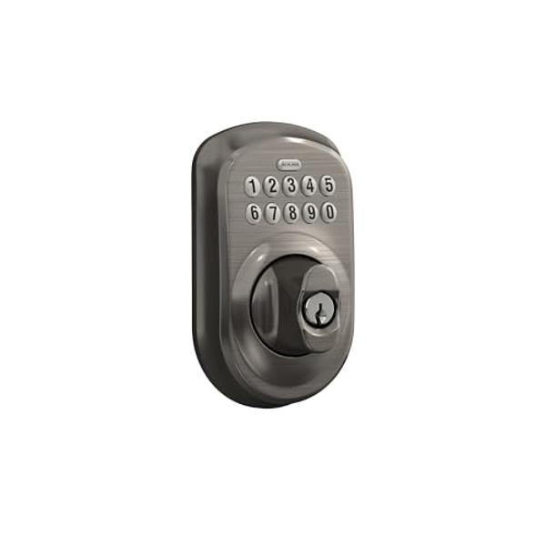 SCHLAGE BE365 PLY 620 Plymouth Keypad Deadbolt, Antique Pewter