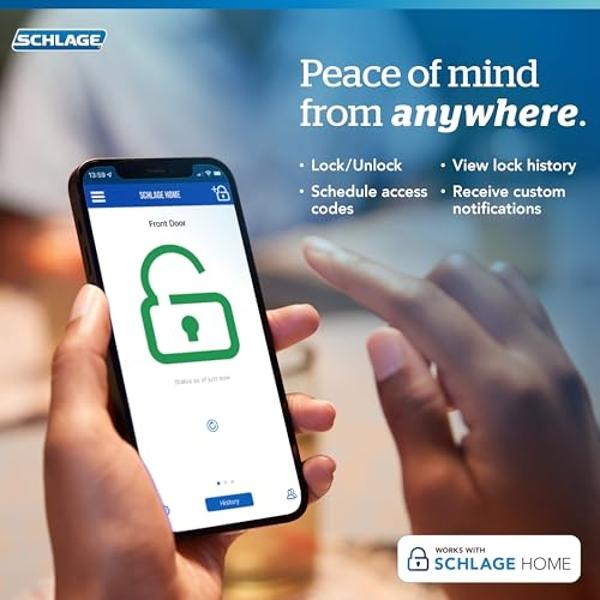 Schlage Encode Smart WiFi Deadbolt Lock for Front Door - Keyless Entry with App or Touchscreen - Works with Alexa, Apple HomeKit, Hey Google, & Airbnb - Create Codes for Guests - M
