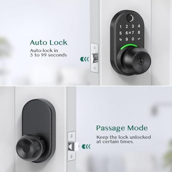 Aqara Smart Lock U100, Fingerprint Keyless Entry Door Lock with Apple Home Key, Touchscreen Keypad, Smart Electronic Deadbolt, IP65 Weatherproof, Supports Apple HomeKit, Alexa, Goo