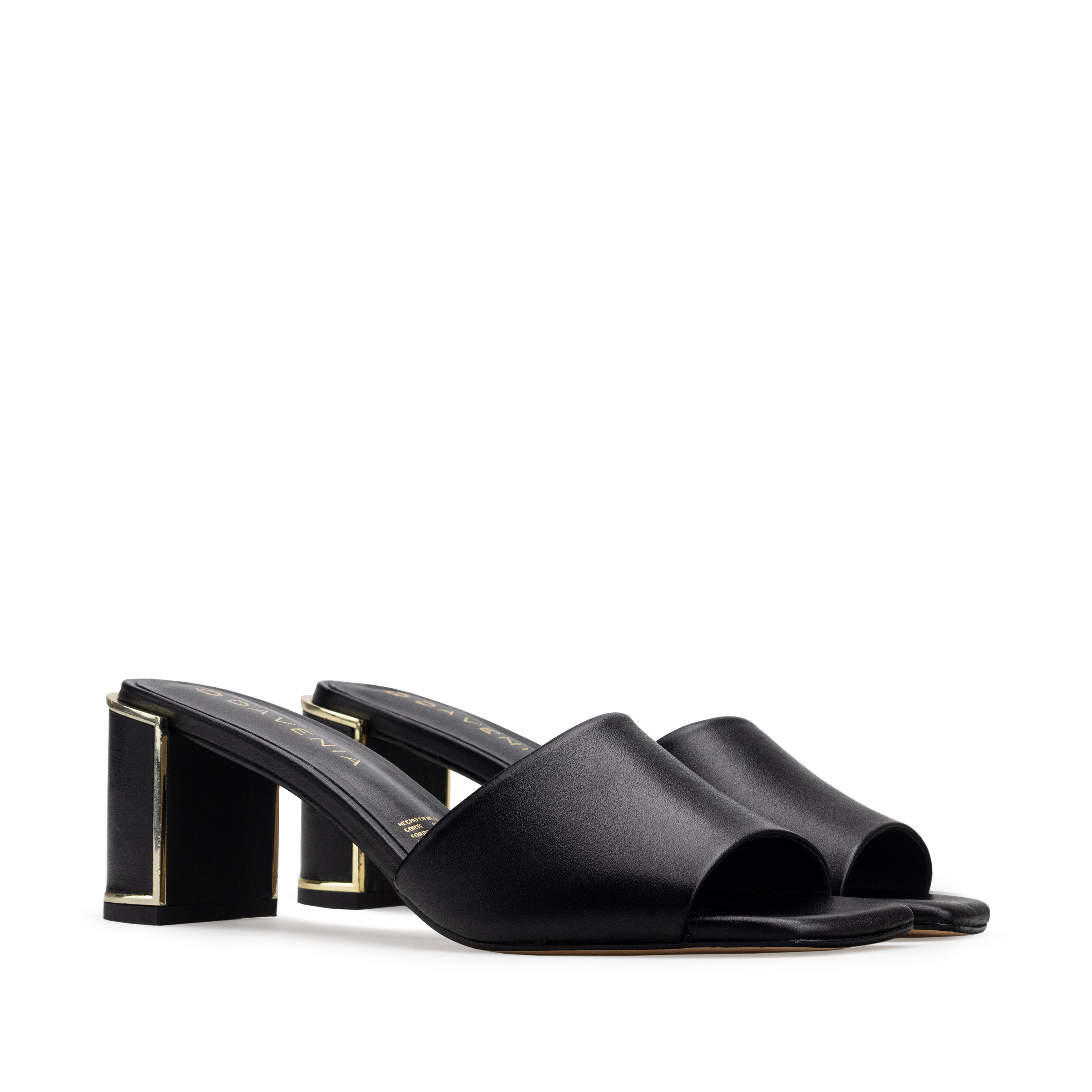 Zapatillas De Tacón Davenia De Piel Sandalia Para Dama Mod. Zaira Negro