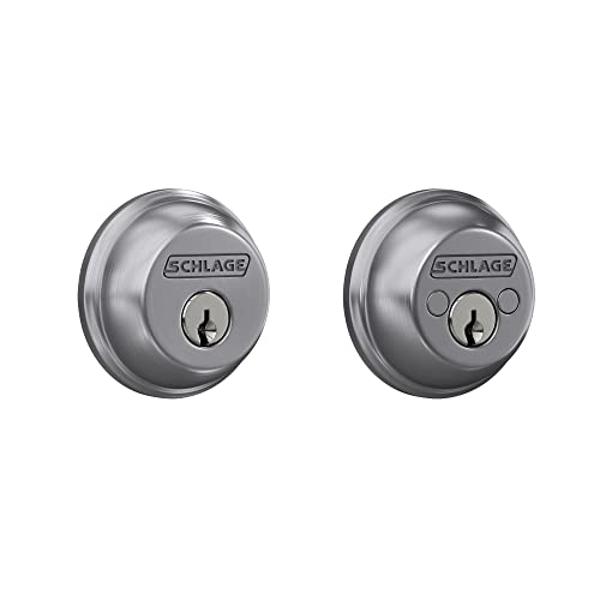 SCHLAGE B62N626 Deadbolt, Keyed 2 Sides, Brushed Chrome