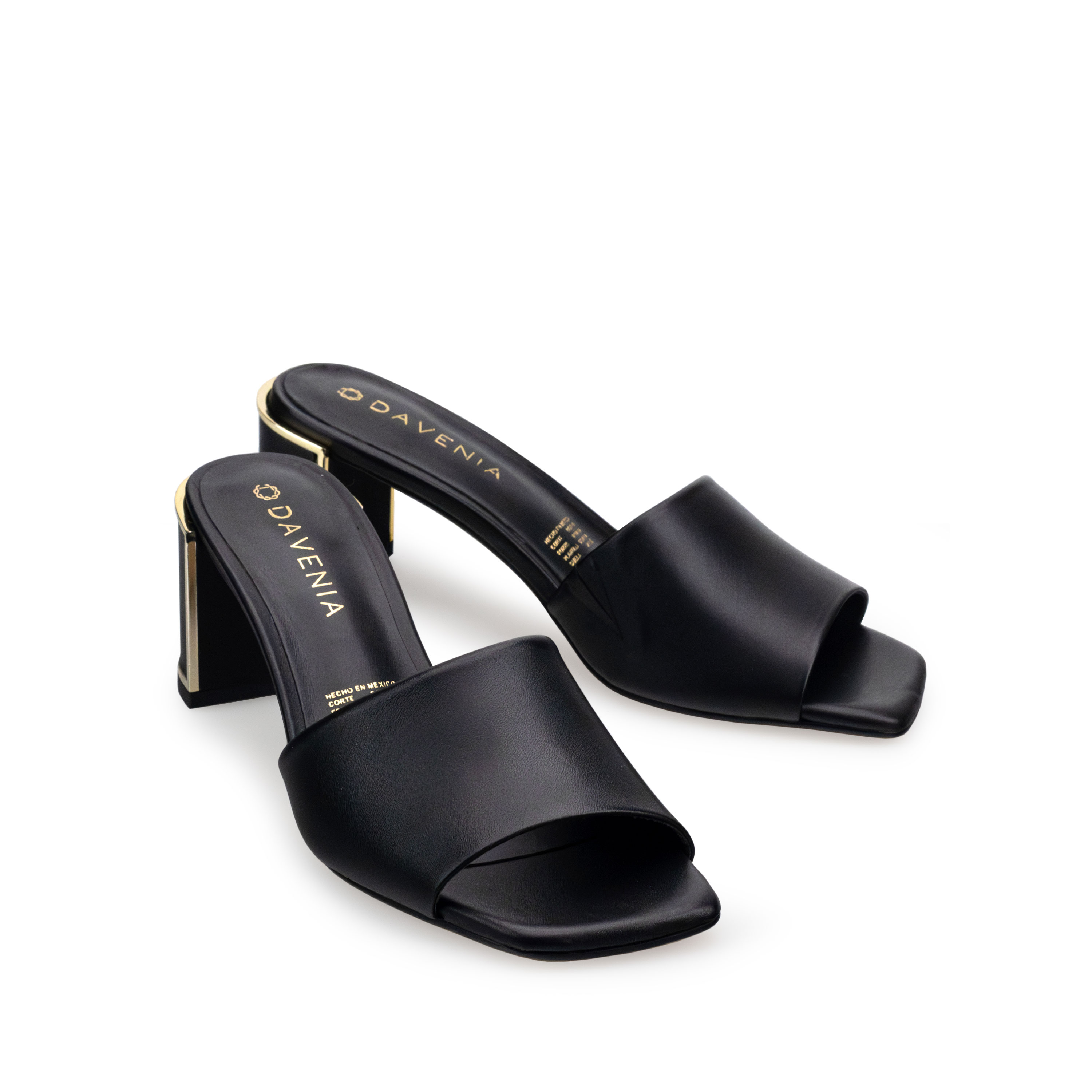 Zapatillas De Tacón Davenia De Piel Sandalia Para Dama Mod. Zaira Negro