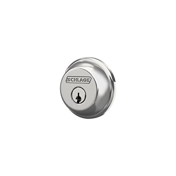 SCHLAGE B60N625 Deadbolt, Keyed 1 Side, Bright Chrome