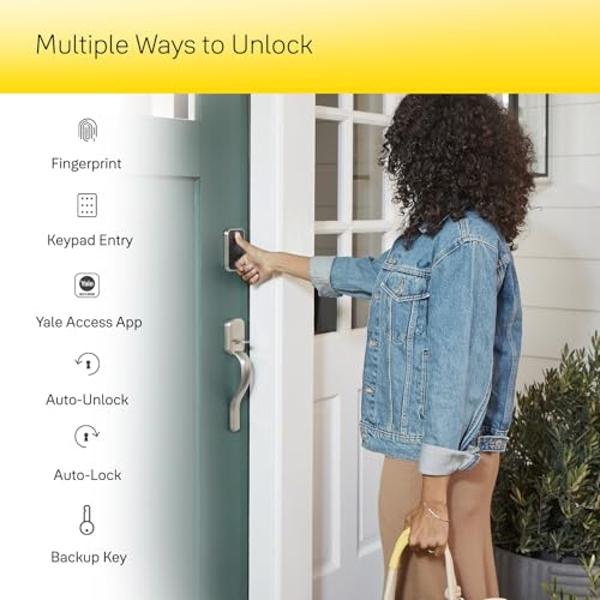 Schlage BE499WB CAM 619 Encode Plus WiFi Deadbolt Smart Lock, Keyless Entry Touchscreen Door Lock with Camelot Trim, Satin Nickel