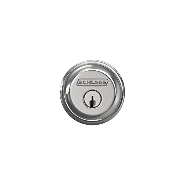 SCHLAGE B60N625 Deadbolt, Keyed 1 Side, Bright Chrome