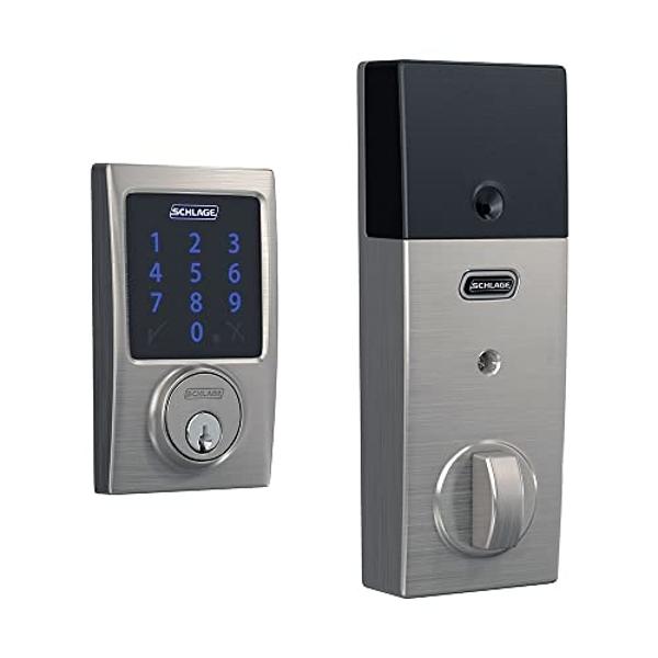 SCHLAGE BE469ZP CEN 626 Connect Smart Deadbolt With Alarm Inbuilt Century Trim In Satin Chrome