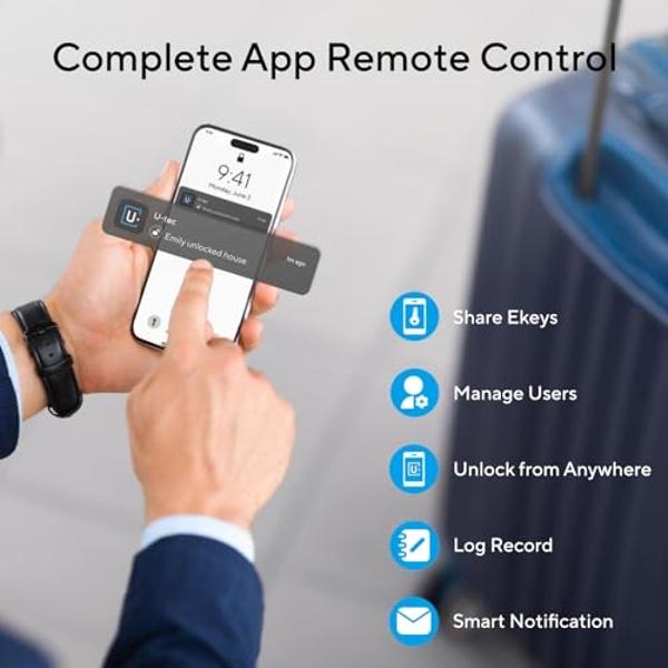 ULTRALOQ Smart Door Lock - U-Bolt Pro Smart Lock with WiFi - Keyless Entry Smart Door Lock - App Remote Access - Share Code - Auto Unlock - Auto Lock - Smart Deadbolt Lock