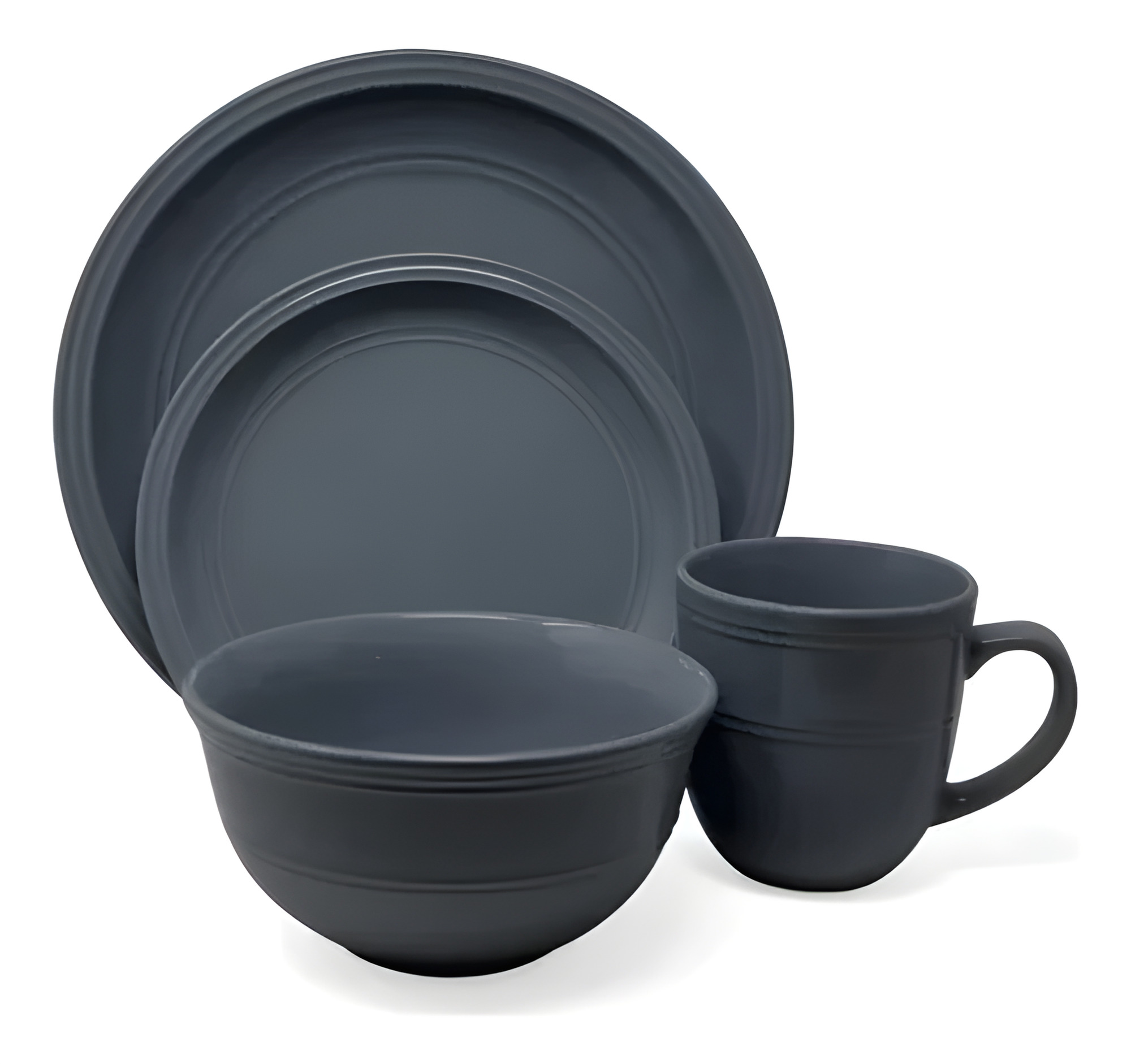 Vajilla De Cerámica Gris Oscuro 16 Pz Houseware 38087
