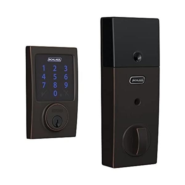 SCHLAGE BE469ZP CEN 626 Connect Smart Deadbolt With Alarm Inbuilt Century Trim In Satin Chrome
