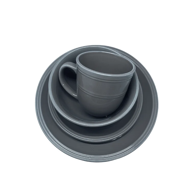 Vajilla De Cerámica Gris Oscuro 16 Pz Houseware 38087
