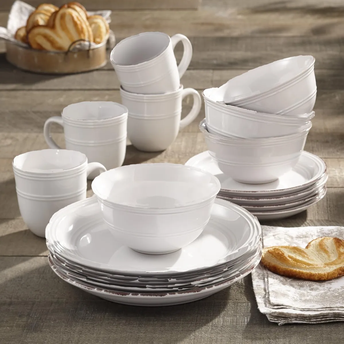 Vajilla De Cerámica Blanca 16 Pz Houseware 38086