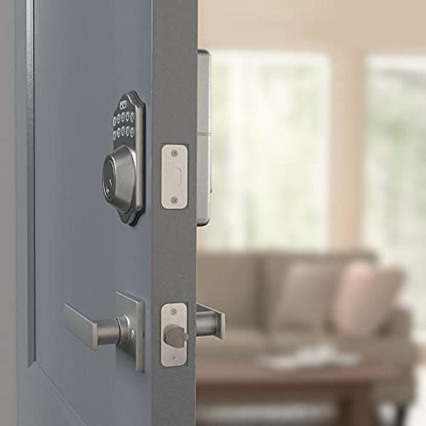 Amazon Basics Traditional Electronic Keypad, Keyless Entry Door Lock Deadbolt with Handle Set, Key Pad Front Door with Knob, Traditional Door Locks for Front Door, Door Handle, Sat