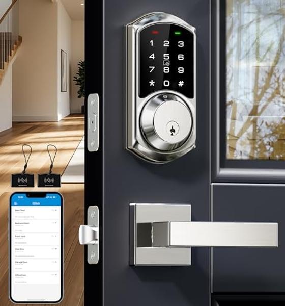 Veise Smart Locks with 2 Lever Handle Set, App Control, Keyless Entry ...