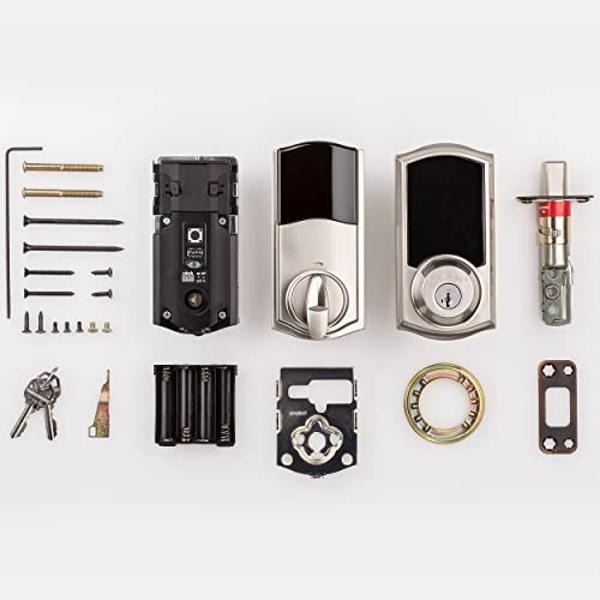 Kwikset SmartCode 916 Z-Wave Smart Lock, Keyless Entry Ring Compatible Door Lock, Touchscreen Electronic Deadbolt, SmartKey Re-Key Security, Smart Hub Required, Traditional Satin N