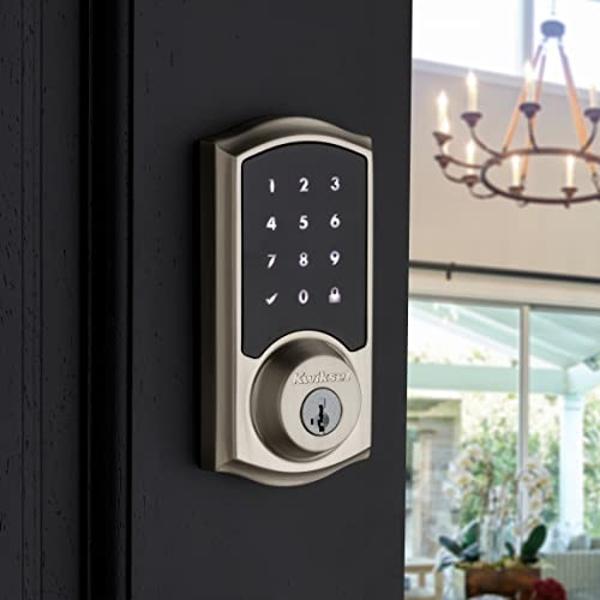 Kwikset SmartCode 916 Z-Wave Smart Lock, Keyless Entry Ring Compatible Door Lock, Touchscreen Electronic Deadbolt, SmartKey Re-Key Security, Smart Hub Required, Traditional Satin N