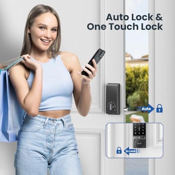 Devo G4 Smart Door Lock, 4 in 1 Keyless Entry Door Lock with Doorbell, Smart Deadbolt Lock for Front Door, App Control, Easy Installation, IP54 Waterproof, BHMA Grade 3