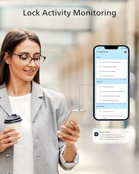 Philips WiFi Smart Lock with Fingerprint Keypad, Turn Your Existing Deadbolt into Smart Door Lock, Built-in WiFi, APP Remote Control, Keyless Entry Door Lock, Auto-Locking, Status 
