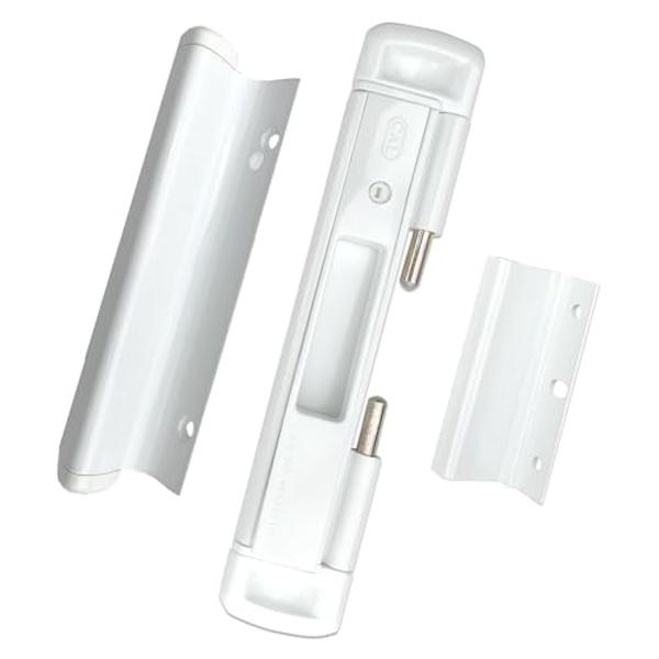 CAL Double-Bolt Lock for Glass Sliding Doors - Advanced Technology to Keep Your Family Safe and Secure - High Security Lock - Virtually Burglar Proof (Double Bolt Lock + Premium Ha