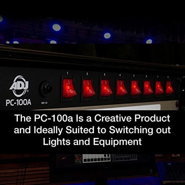 ADJ PC100A power strip single rack space unit with 8 on off lighted toggle switches and 15 amp breaker