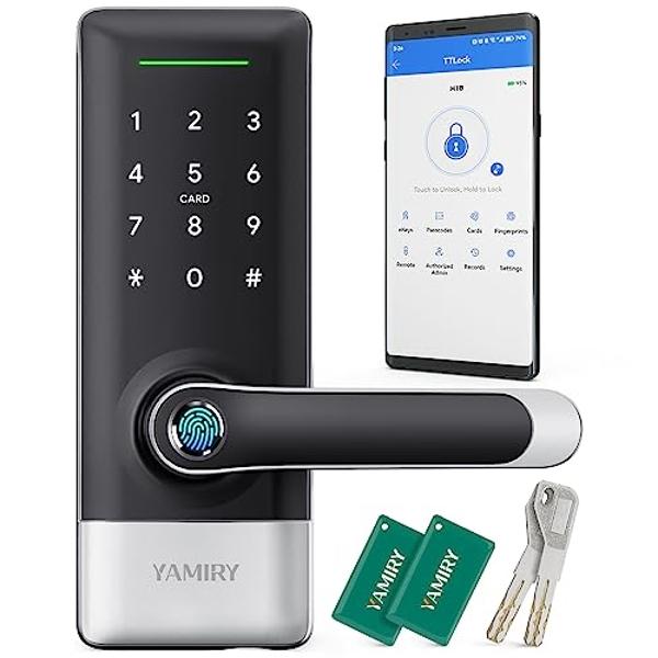 Yamiry Smart Door Lock, Biometric Fingerprint, Keyless Entry, App Control, 6 Ways to Unlock, DIY Installation (Silver)