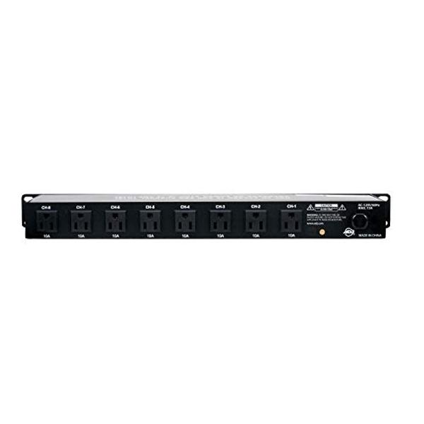 ADJ PC100A power strip single rack space unit with 8 on off lighted toggle switches and 15 amp breaker