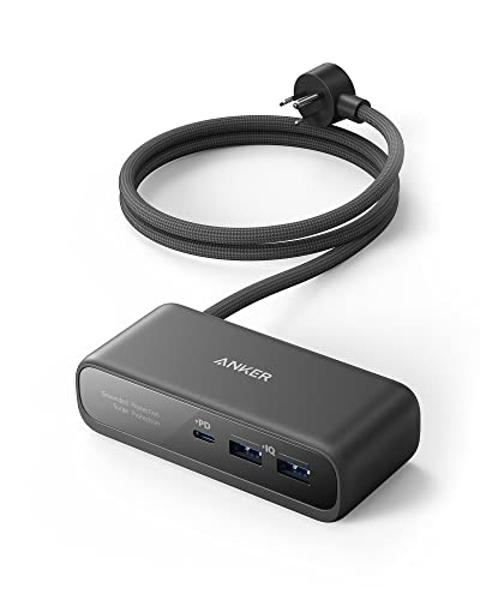 Anker USB C Power Strip, 521 Power Strip with 3 Outlets and 30W USB C Charger for iPhone14/13,5 ft Extension Cord, Power Delivery High-Speed Charging Station for Dorm Room, Office,