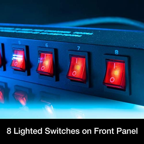 ADJ PC100A power strip single rack space unit with 8 on off lighted toggle switches and 15 amp breaker