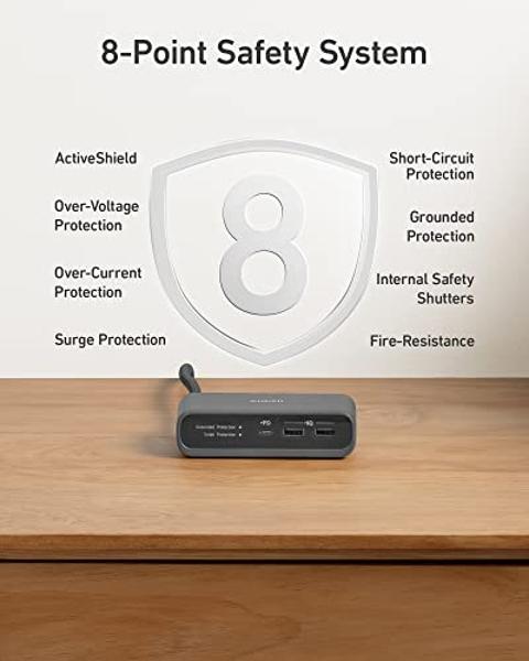 Anker USB C Power Strip, 521 Power Strip with 3 Outlets and 30W USB C Charger for iPhone14/13,5 ft Extension Cord, Power Delivery High-Speed Charging Station for Dorm Room, Office,