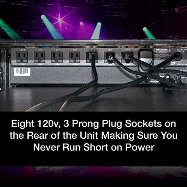 ADJ PC100A power strip single rack space unit with 8 on off lighted toggle switches and 15 amp breaker