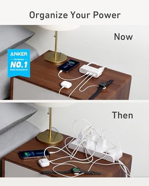 Anker 521 Power Strip - Charging Station with 3 Outlets, 30W USB C Charger for iPhone 14/13, 5 ft Extension Cord, Power Delivery for High-Speed Charging, for Home, Office, Dorm Roo