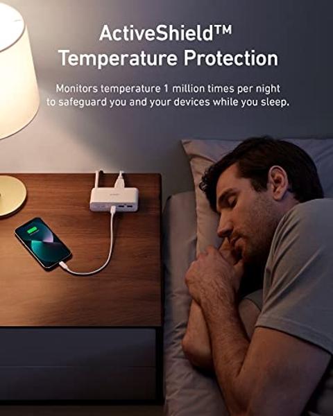 Anker 521 Power Strip - Charging Station with 3 Outlets, 30W USB C Charger for iPhone 14/13, 5 ft Extension Cord, Power Delivery for High-Speed Charging, for Home, Office, Dorm Roo