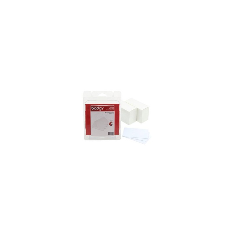PAQUETE DE TARJETAS PVC BADGY BLANCAS 100 PIEZAS PARA IMPRESORAS BADGY EVOLIS 100 200 CBGC0020W