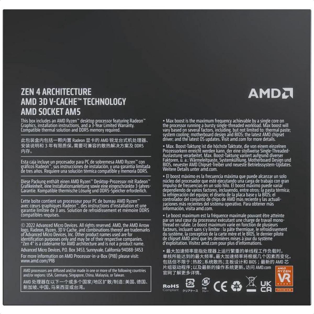 Procesador AMD Ryzen 7 7800X3D 8 Core 4.2GHz 104MB Socket AM5 100-100000910WOF