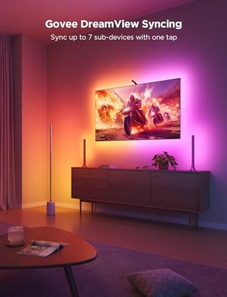 Govee TV Backlight 3 Lite with Fish-Eye Correction Function Sync to 40-50 Inch TVs, 7.8ft RGBICW Wi-Fi LED Strip Lights with Camera, 4 Colors in 1 Lamp Bead, Voice and APP Control,