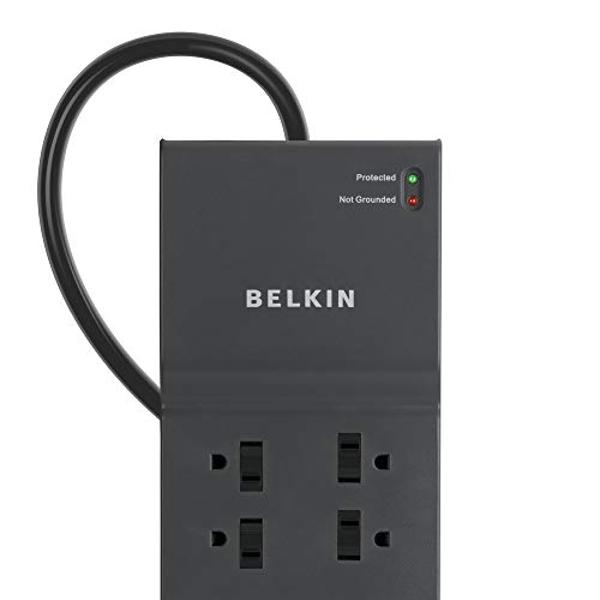 Belkin Surge Protector Power Strip, 8 AC Multiple Plug Outlet w/ 12ft Heavy-Duty Extension Cord, UL-listed Outlet Extender w/ Flat Plug for Home, Office, Computer Charging - 3,550 