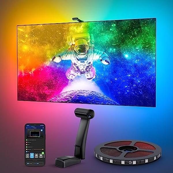 Govee Envisual TV LED Backlight T2 with Dual Cameras, 21ft RGBIC Wi-Fi LED Strip Lights for 98-100 inch TVs, Double Strip Light Beads, for Home Decorations, Smart App Control, Musi