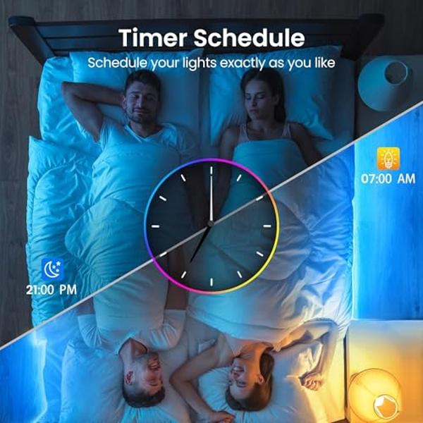 TJOY 130ft Bluetooth LED Strip Lights, RGB Color Changing, Music Sync, App Control, Indoor Usage, 5050 SMD, 2 Rolls, for Bedroom Kitchen TV Party (APP+Remote +Mic)