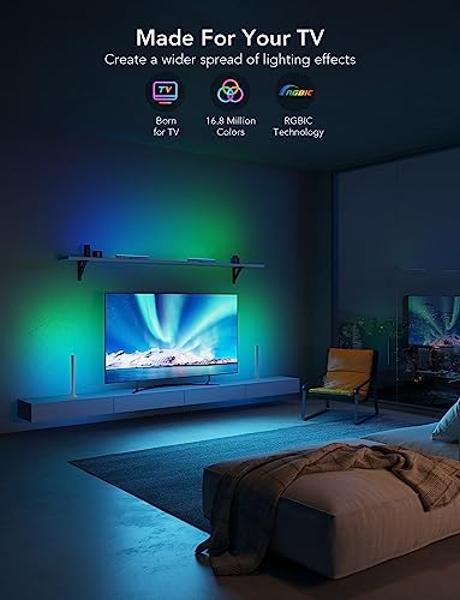 Govee RGBIC Light Bars, 15 Inches WiFi TV Backlight Suitable for 45-70 inch TVs, Smart Light Bars with Multiple Placement Options, Work with Alexa and Google Assistant, White