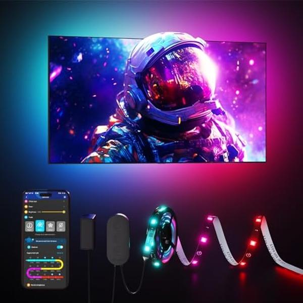 Govee Envisual TV Backlight T2 with Dual Cameras, 16.4ft RGBIC Wi-Fi LED Backlights for 75-85 inch TVs, Double Light Beads, for Home Decorations, Smart App Control, Music Sync