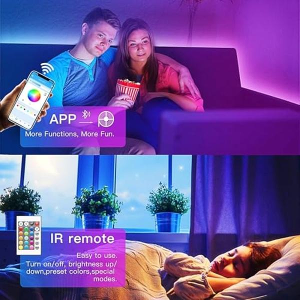 TJOY 130ft Bluetooth LED Strip Lights, RGB Color Changing, Music Sync, App Control, Indoor Usage, 5050 SMD, 2 Rolls, for Bedroom Kitchen TV Party (APP+Remote +Mic)