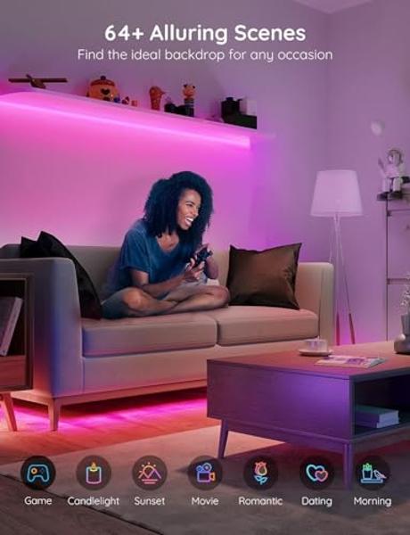Govee TV Backlight 3 Lite with Fish-Eye Correction Function Sync to 75-85 Inch TVs, 16.4ft RGBICW Wi-Fi LED Strip Lights with Camera, 4 Colors in 1 Lamp Bead, Voice and APP Control