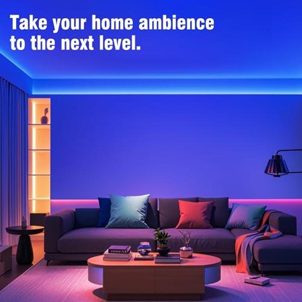 VOLIVO 100ft RGB Led Strip Lights, Color Changing Led Light Strips Kit with 24 Keys IR Remote Control, Music Sync Lighting for Bedroom, Room, Home