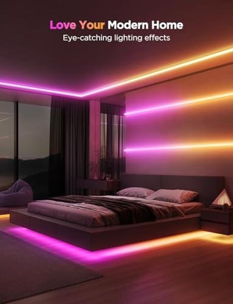 Govee RGBIC LED Strip Lights 32.8ft with Covers, Smart Lights Work with Alexa and Google Assistant, LED Diffuser Channel with LED Lights for Bedroom, Skirting Lines, Studio, Cabine